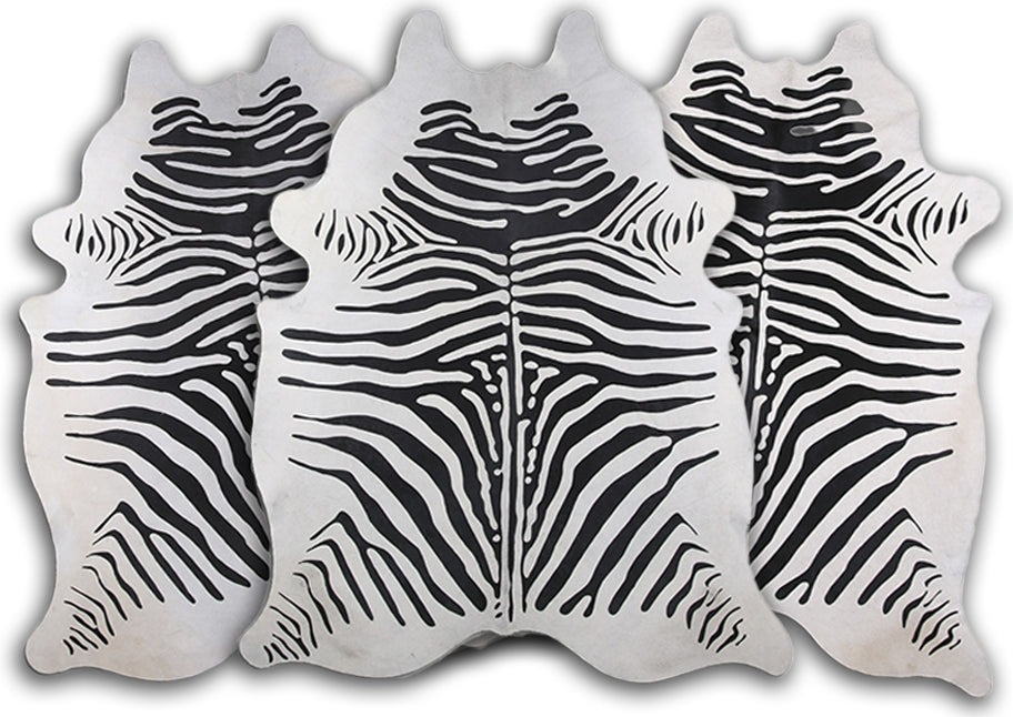 Dekoland Printed Cowhides CPSBOZEW Original Zebra On White Area Rug