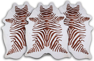 Dekoland Printed Cowhides CPSBRZEW Brown Zebra On White Area Rug