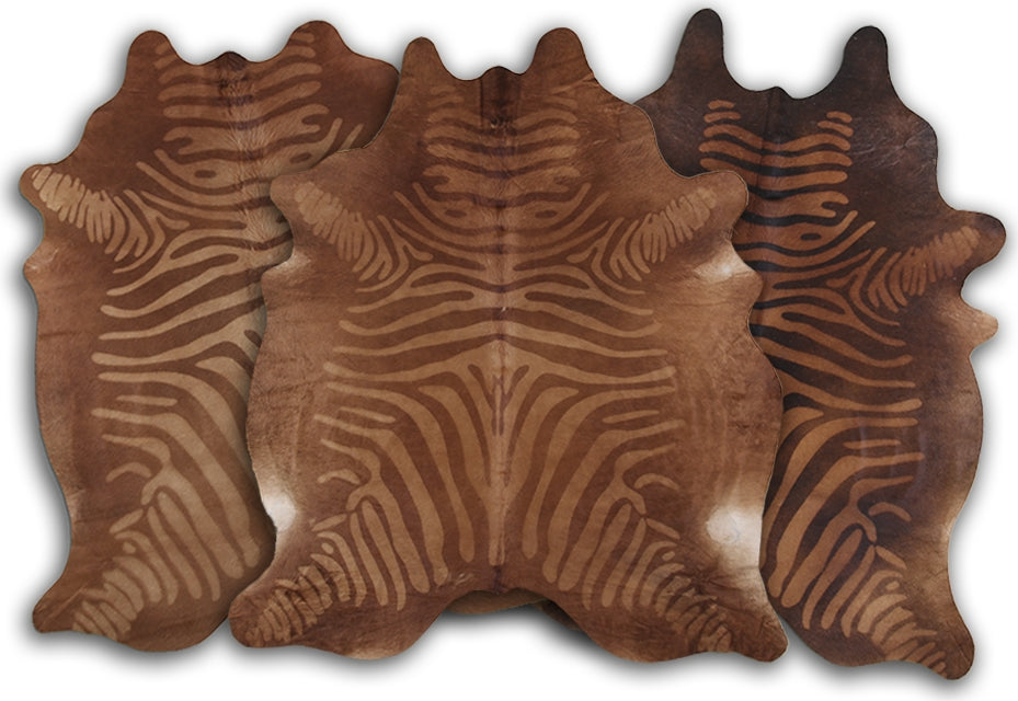 Dekoland Printed Cowhides CPSZBEBR Zebra Beige-brown Area Rug