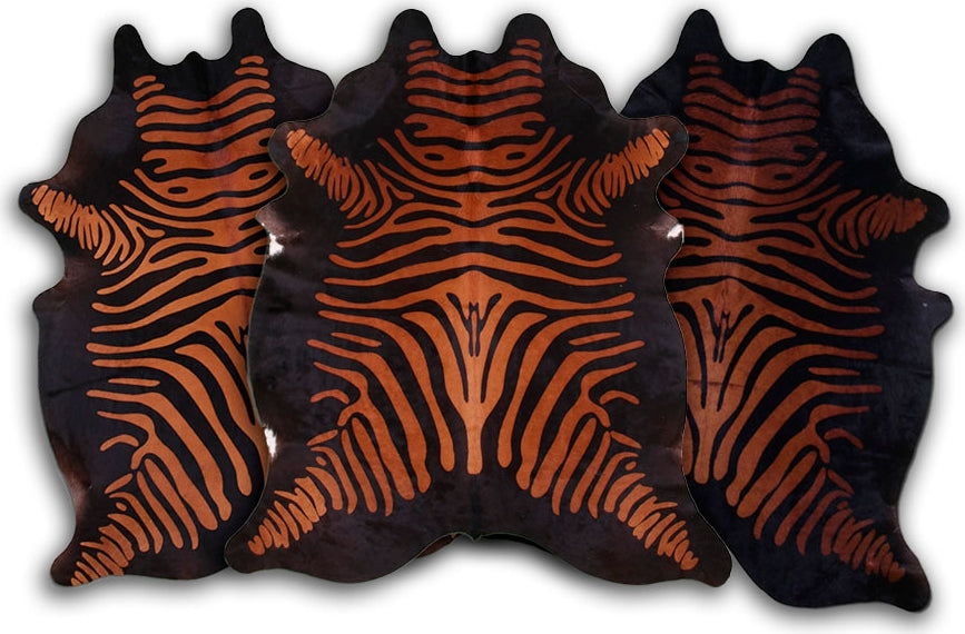 Dekoland Printed Cowhides CPSZBRBL Zebra Brown-black Area Rug