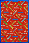 Joy Carpets Playful Patterns Crayons Red Area Rug