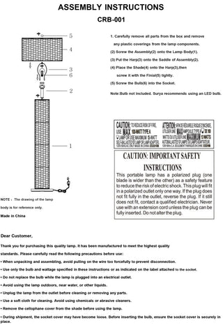 Surya Cirebon CRB-001 Lamp Assembly
