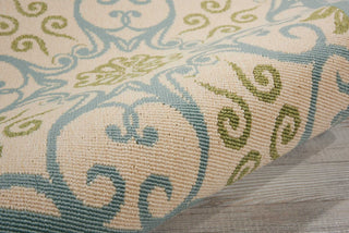 Nourison Caribbean CRB02 Ivory Blue Area Rug Corner Image