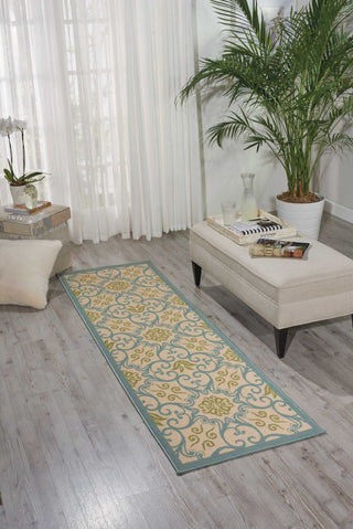 Nourison Caribbean CRB02 Ivory Blue Area Rug Corner Image