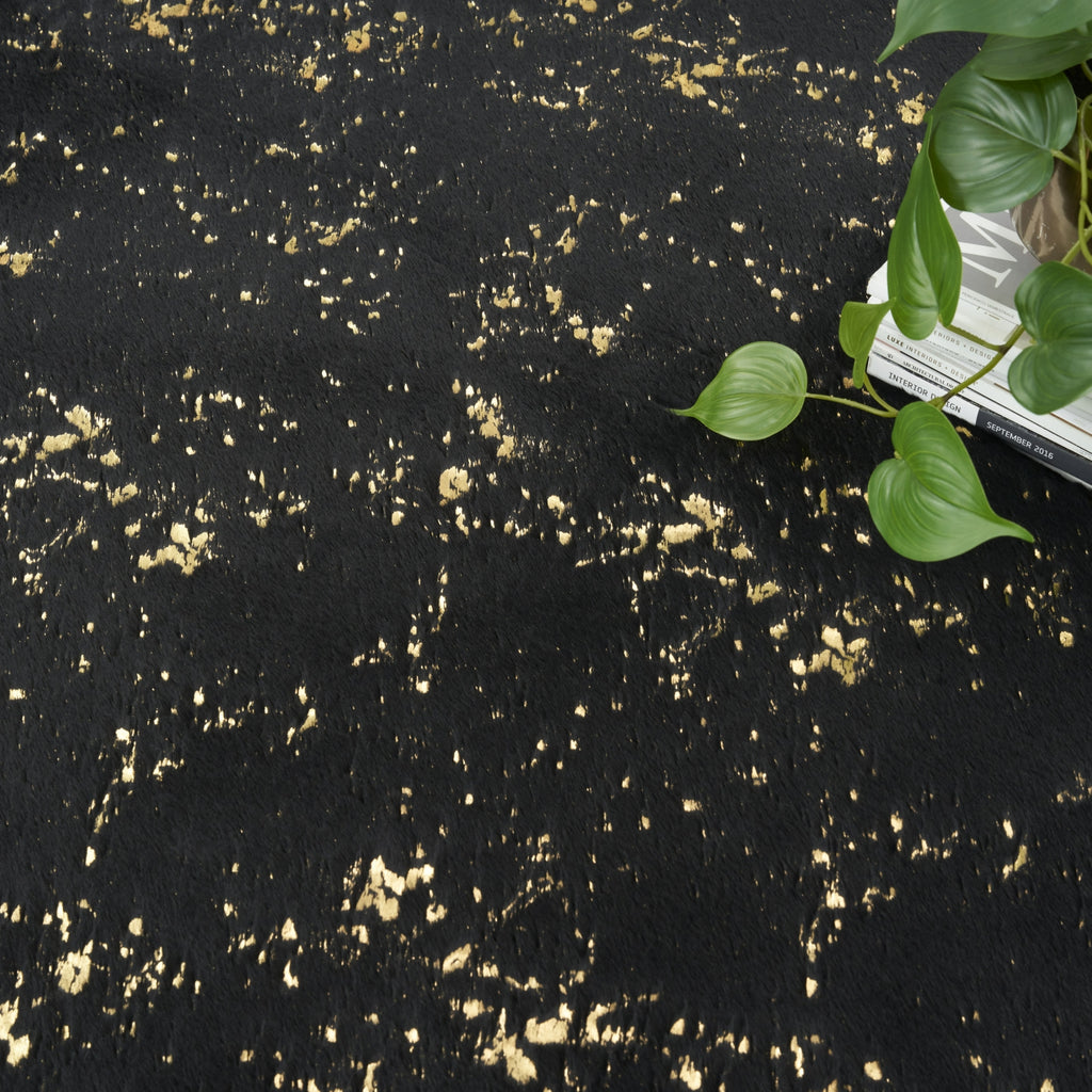 Nourison Cozy Shimmer CSH01 Black Gold Area Rug Corner Image