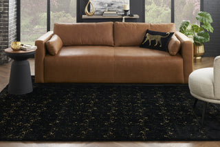 Nourison Cozy Shimmer CSH01 Black Gold Area Rug Room Image Feature