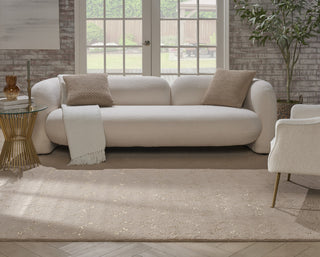 Nourison Cozy Shimmer CSH01 Beige Gold Area Rug Room Image Feature