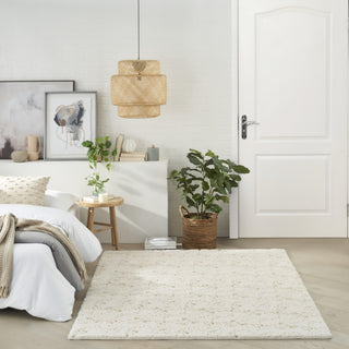 Nourison Cozy Shimmer CSH01 Ivory Gold Area Rug Room Image Feature