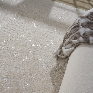 Nourison Cozy Shimmer CSH01 Ivory Silver Area Rug Corner Image