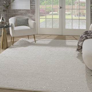 Nourison Cozy Shimmer CSH01 Ivory Silver Area Rug Corner Image