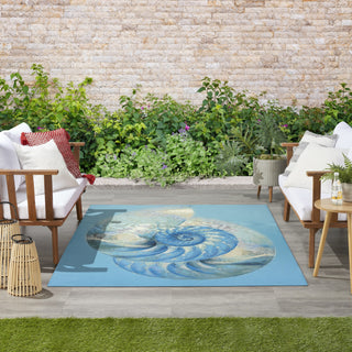 Nourison Color Splash CSP01 Blue Ivory Area Rug Corner Image