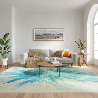 Nourison Color Splash CSP04 Ivory Blue Area Rug Room Image Feature