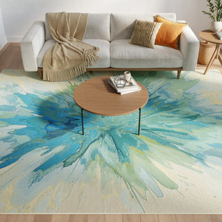 Nourison Color Splash CSP04 Ivory Blue Area Rug Room Image Feature