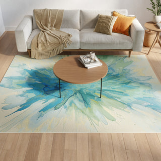 Nourison Color Splash CSP04 Ivory Blue Area Rug Room Image Feature