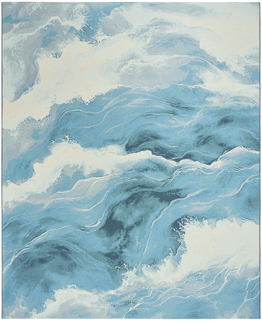 Nourison Color Splash CSP05 Ivory Blue Area Rug main image
