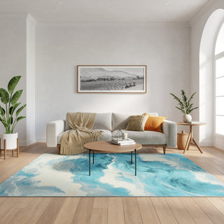 Nourison Color Splash CSP05 Ivory Blue Area Rug Room Image Feature