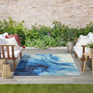 Nourison Color Splash CSP09 Blue Ivory Area Rug Corner Image