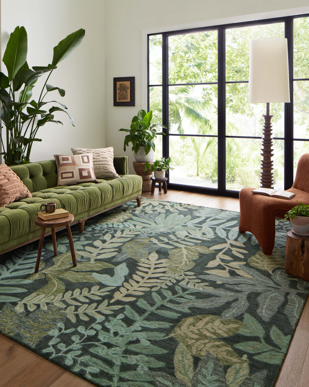 Loloi Cura CUR-03 Forest/Moss Area Rug by Justina Blakeney Lifestyle Image Feature