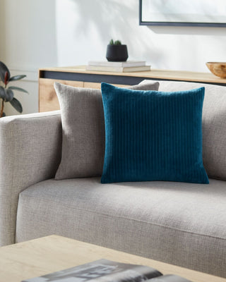 Surya Cotton Velvet Stripes CV-088 Deep Teal Style Shot