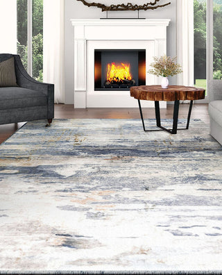 Couristan Dreamscape Horizon Blue/Ivory Area Rug Lifestyle Image Feature