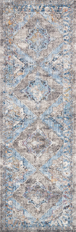 Loloi II Dante DN-03 Granite/Light Blue Area Rug Runner Image