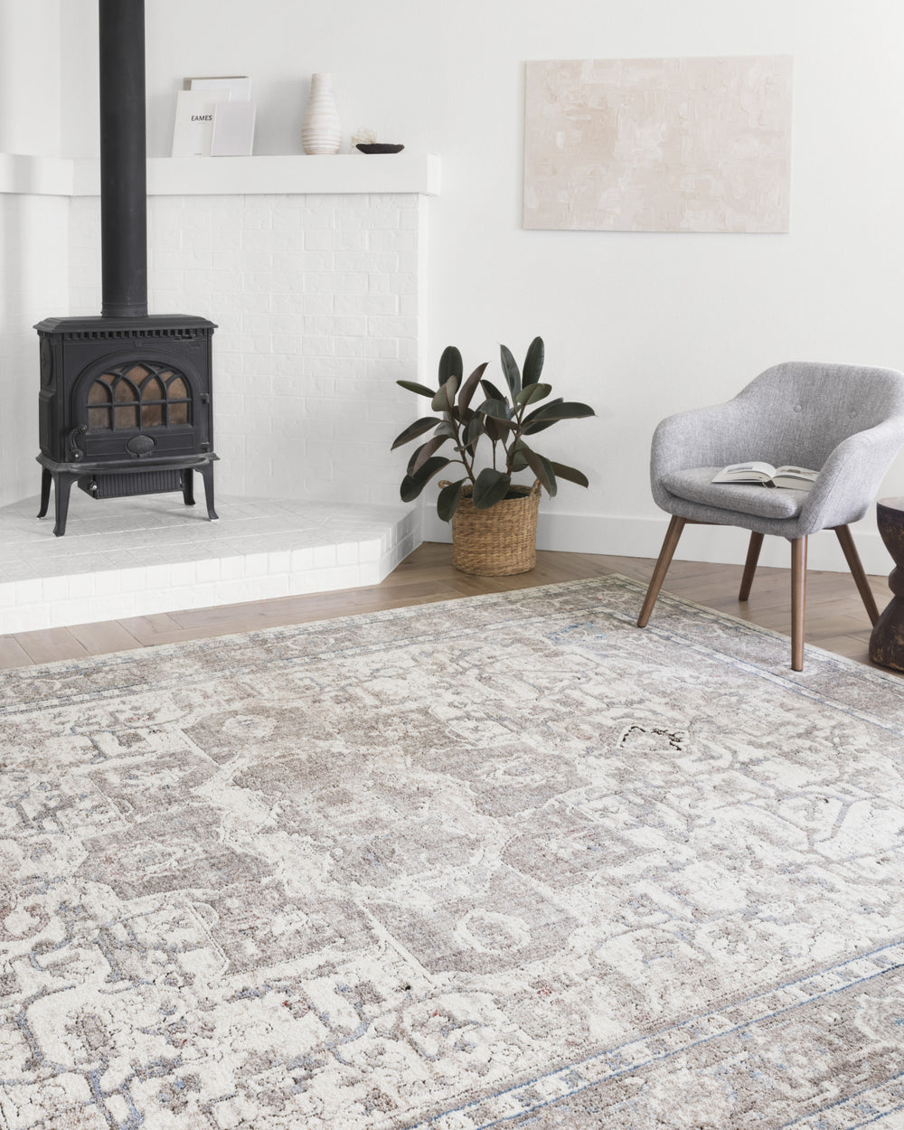 Loloi II Dante DN-05 Ivory/Stone Area Rug Lifestyle Image Feature