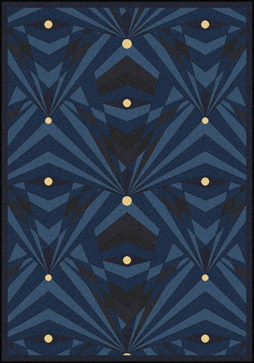 Joy Carpets Any Day Matinee Deco Strobe Navy Area Rug