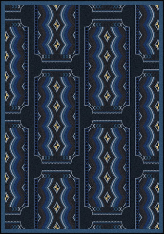 Joy Carpets Any Day Matinee Deco Ticket Blue Area Rug