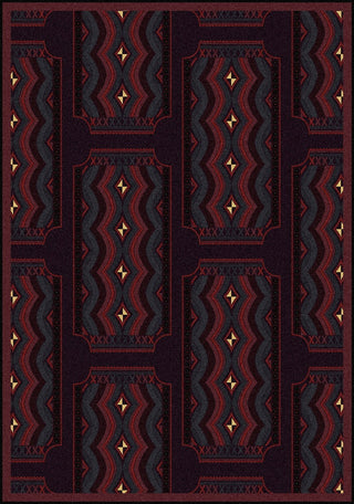 Joy Carpets Any Day Matinee Deco Ticket Burgundy Area Rug