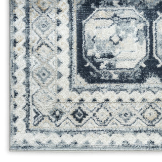 Nourison Dekor DEK01 Grey Navy Area Rug Corner Image