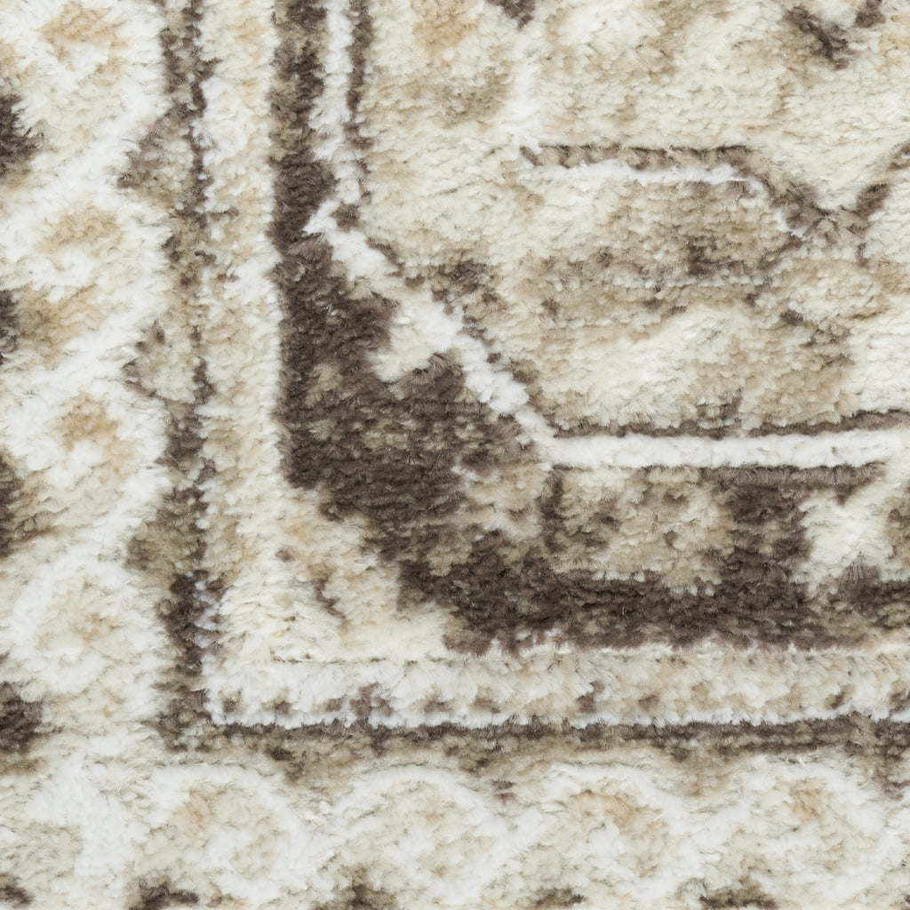 Nourison Dekor DEK01 Ivory Brown Area Rug Corner Image