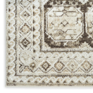Nourison Dekor DEK01 Ivory Brown Area Rug Corner Image