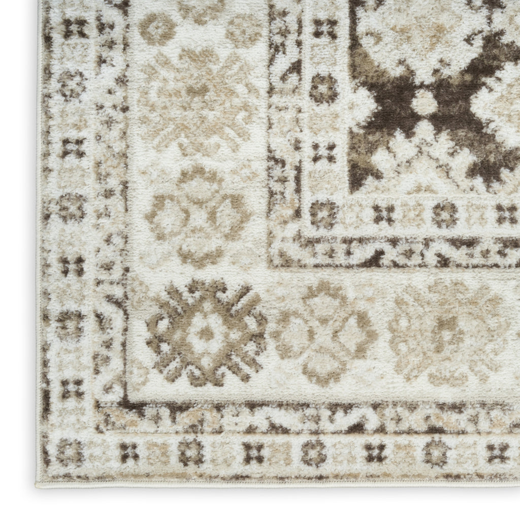 Nourison Dekor DEK02 Ivory Brown Area Rug Corner Image