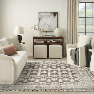 Nourison Dekor DEK02 Ivory Brown Area Rug Swatch Image