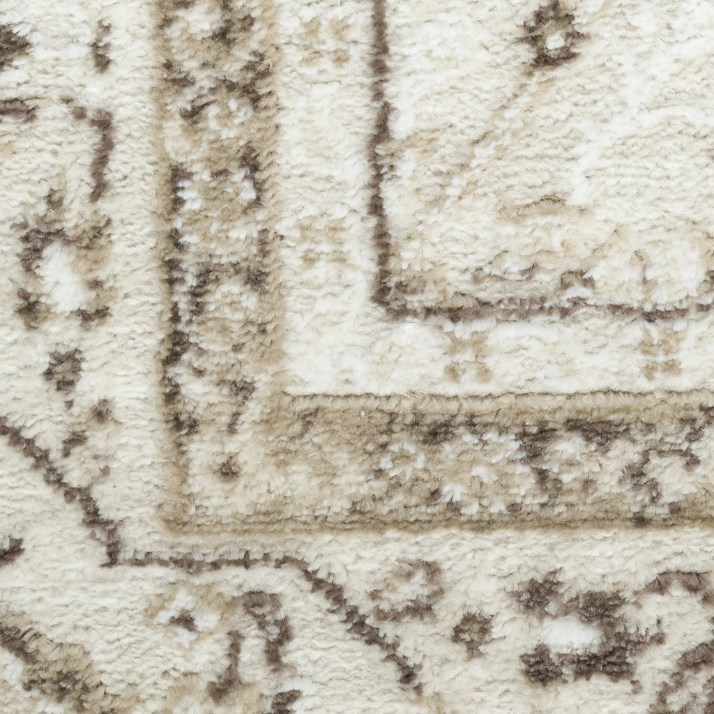 Nourison Dekor DEK03 Ivory Brown Area Rug Corner Image