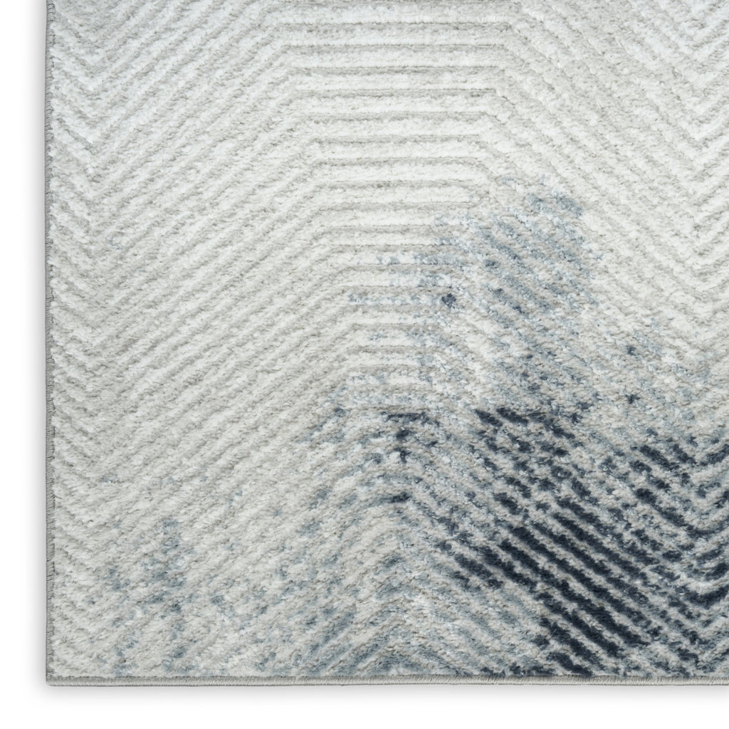 Nourison Dekor DEK04 Grey Navy Area Rug Corner Image