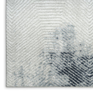 Nourison Dekor DEK04 Grey Navy Area Rug Corner Image