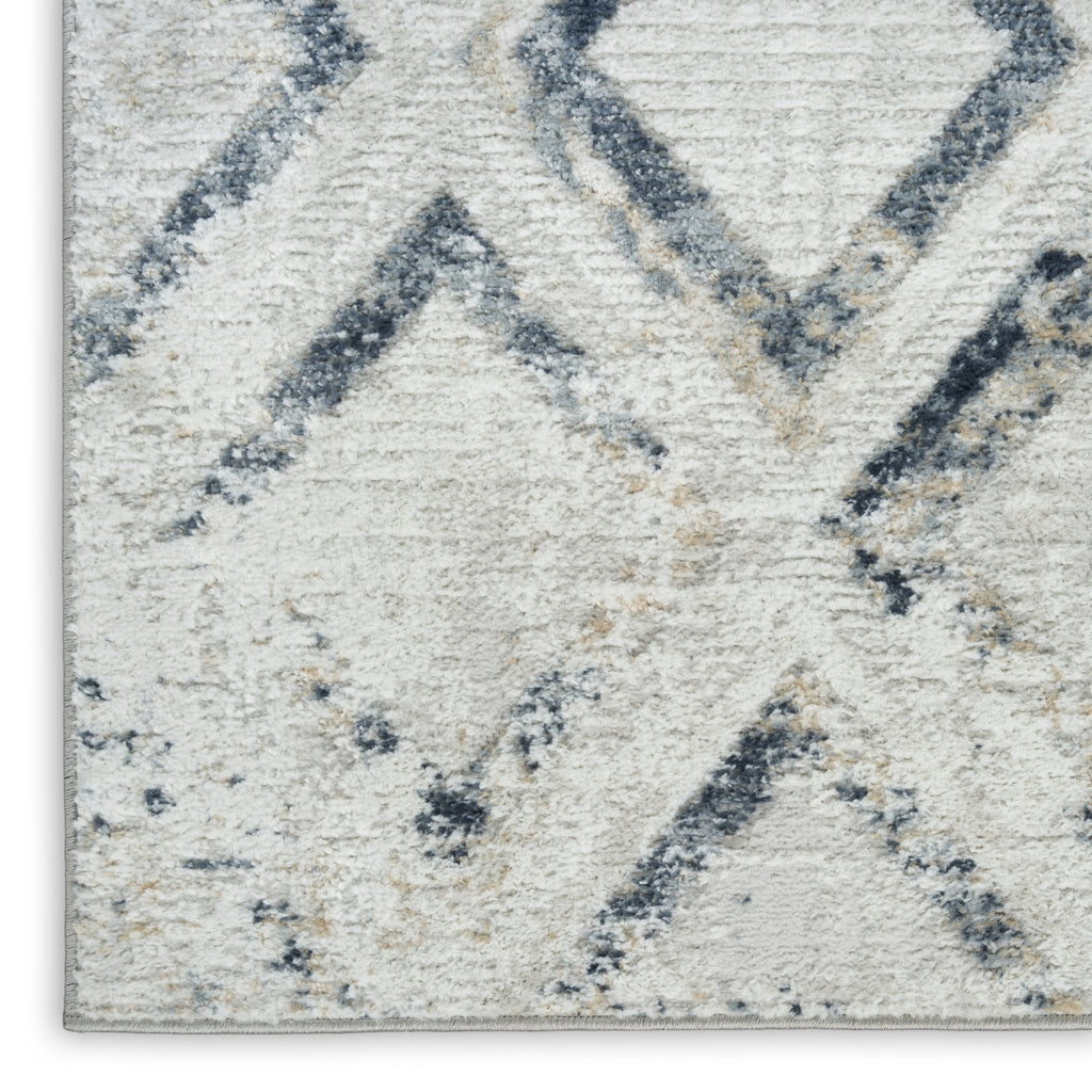 Nourison Dekor DEK05 Grey Navy Area Rug Corner Image
