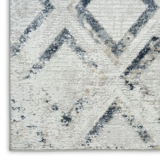 Nourison Dekor DEK05 Grey Navy Area Rug Corner Image