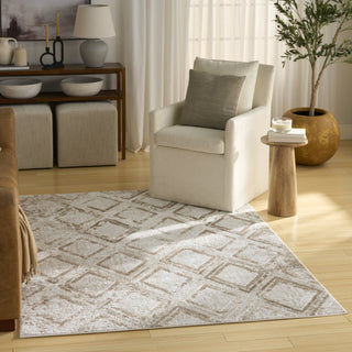 Nourison Dekor DEK05 Ivory Taupe Area Rug Corner Image
