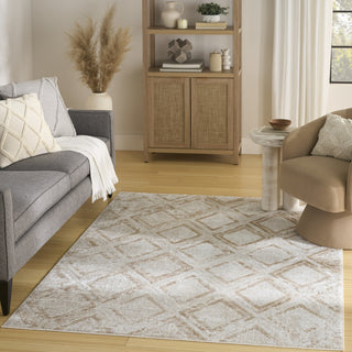 Nourison Dekor DEK05 Ivory Beige Area Rug Corner Image
