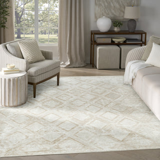 Nourison Dekor DEK05 Ivory Beige Area Rug Corner Image