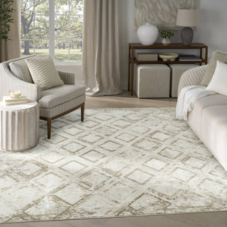 Nourison Dekor DEK05 Ivory Taupe Area Rug Corner Image