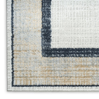 Nourison Dekor DEK06 Grey Navy Area Rug Corner Image