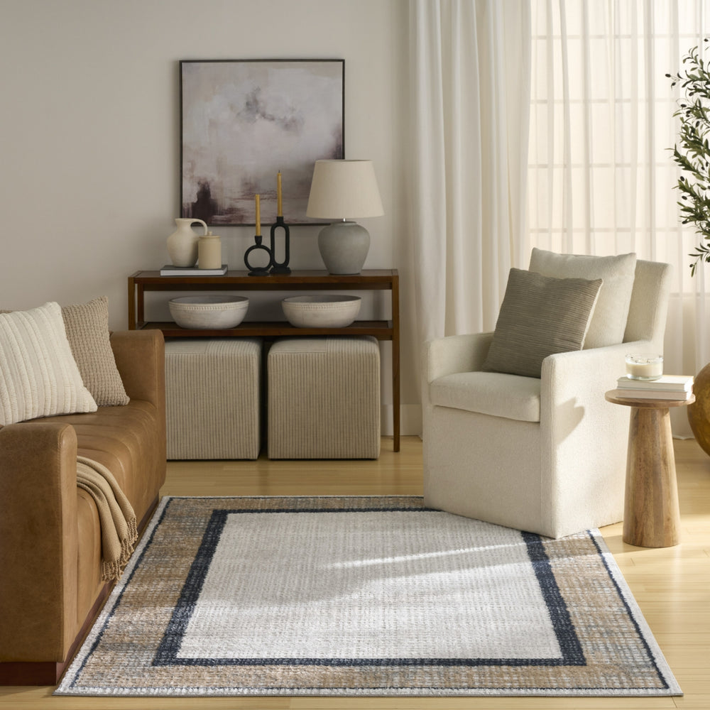 Nourison Dekor DEK06 Grey Navy Area Rug Room Image Feature