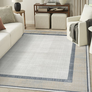 Nourison Dekor DEK06 Grey Navy Area Rug Corner Image