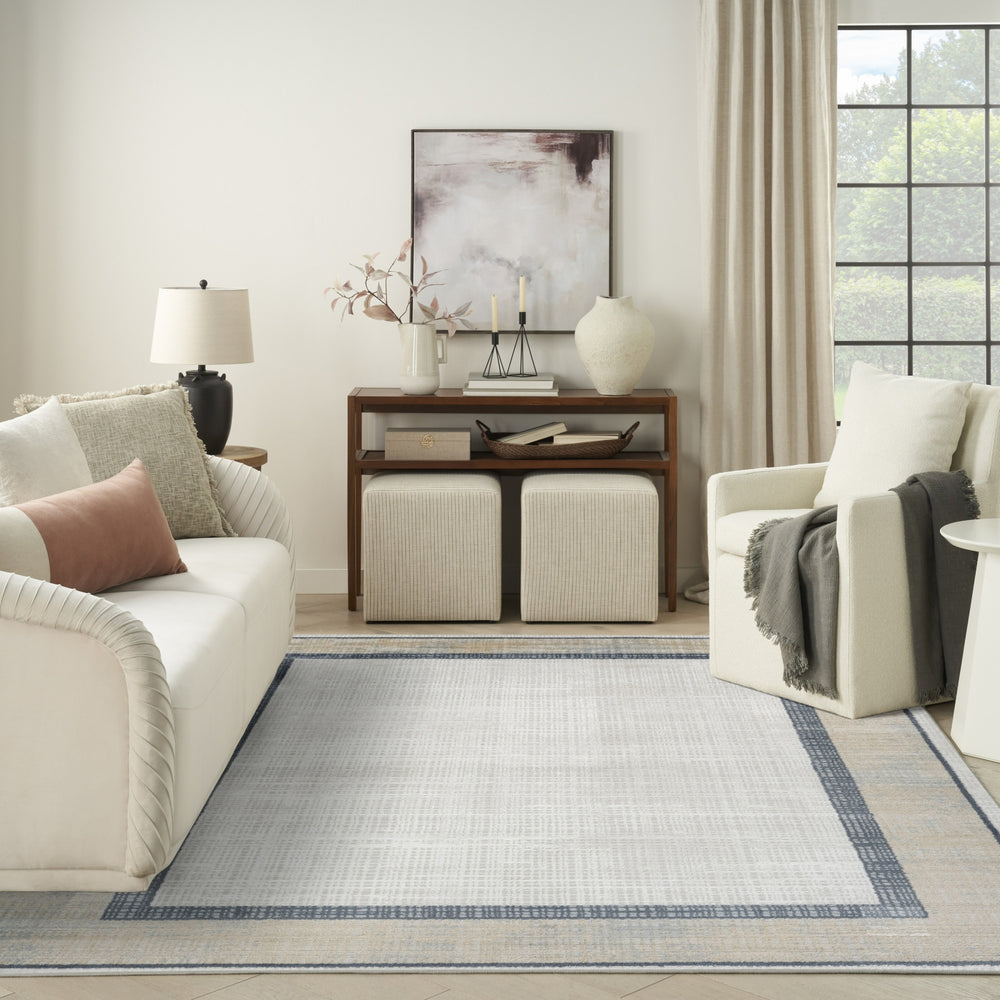 Nourison Dekor DEK06 Grey Navy Area Rug Room Image Feature
