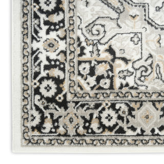 Nourison Dekor DEK08 Ivory Charcoal Area Rug Corner Image