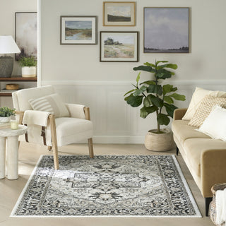 Nourison Dekor DEK08 Ivory Charcoal Area Rug Swatch Image