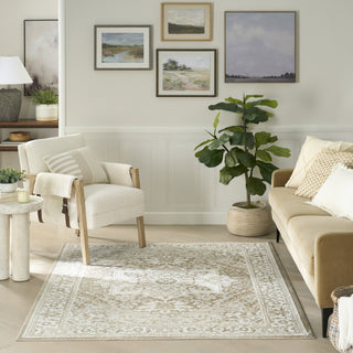 Nourison Dekor DEK08 Taupe Ivory Area Rug Room Scene Feature
